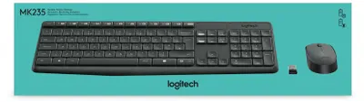 Produktbild von Logitech MK235, Volle Größe (100%), Kabellos, RF Wireless, QWERTZ, Grau, Maus enthalten