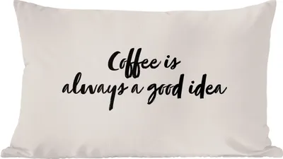 Produktbild von MuchoWow® Zierkissen Sofakissen Wohnzimmer Dekokissen 50x30 cm Zitate - Kaffee ist immer eine gute Idee - Sprichwörter - Kaffee - Wohnzimmerdekoration - Polster mit Photo