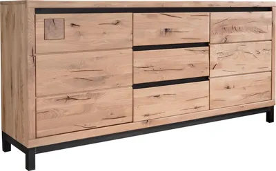 Image de MASSIVMOEBEL24 | Buffet 175x45 Chêne sauvage huilé Bianco VILLANDERS #209