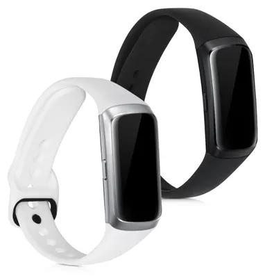Produktbild von kwmobile 2x Uhrenarmband für Samsung Galaxy Fit (SM-R370) Armband - Fitnesstracker Band Set aus TPU Silikon - Ersatzarmband Smartwatch - Weiß Schwarz