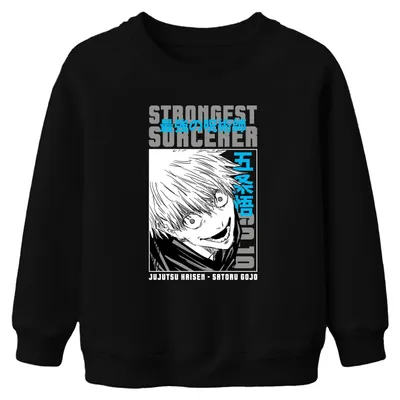 Immagine prodotto di Satoru Gojo - Jujutsu Kaisen - Il mago più potente - Anime e manga - Skizze - Felpa unisex per bambini, nera, taglia 152