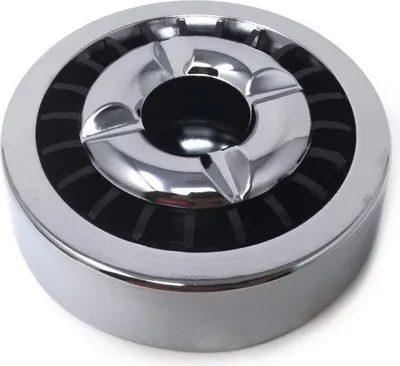 Produktbild von Starlet24® Windaschenbecher SILBER Gluttöter rund flach - stabiler Metall-Kunststoff-Aschenbecher für draußen & drinnen, spülmaschinenfest, Ø 14 cm