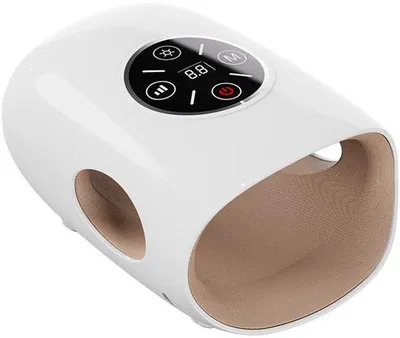 Immagine prodotto di Massaggiatore elettrico portatile, 3 livelli di intensità e 2 livelli di riscaldamento, 5 livelli di massaggio ad aria, touchscreen, massaggiatore portatile - Bianco.
