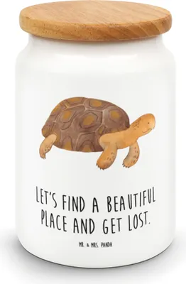 Produktbild von Mr. & Mrs. Panda Teedose Schildkröte Marschieren - Weiß - Geschenk, Abenteuer, Dose, behälter, Inspiration, zuckerdose, Meer, Kaffeedose, Motivation, Keksdose