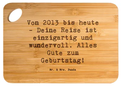 Produktbild von Mr. & Mrs. Panda Schneidebrett Spruch 2013 Geburtstag - Transparent - Geschenk, Geburtstagsgeschenk, Geburtsjahr, Geburtstagskind, Happy Birthday, Glückwunsch, Holzbrett