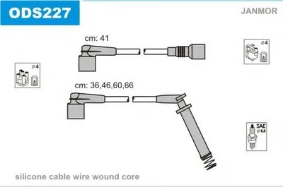 Produktbild von JANMOR ODS227 Zündkabelsatz Zündleitungssatz für OPEL Corsa B Schrägheck (S93) Astra F CC (T92) Kadett E CC (T85) Astra F Caravan (T92) Corsa A CC