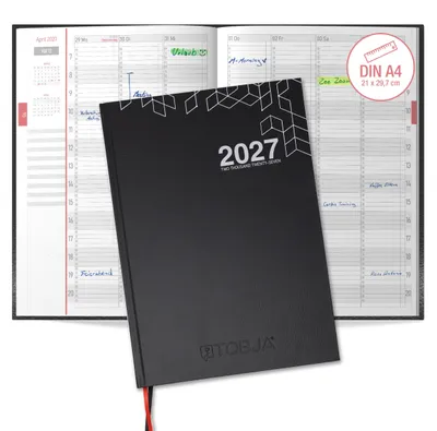 Produktbild von Praxisplaner 2027 A4 Mono Hardcover Terminplaner Layflat 15 Min TaktMitarbeiter-Urlaubsplanung
