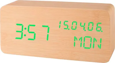 Produktbild von Holz Wecker Ghy-018 2 mit Sprachaktivierter Anzeige, Temperatur, Datum, 3 Alarmen und 3 Stromversorgungsarten