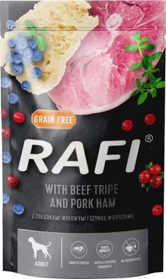 Image de Rafi Wet Dog Food Beef Gizzards with Ham in a Sachet 500 G