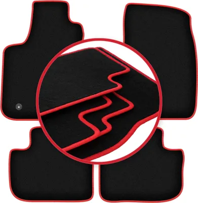 Produktbild von Fußmatten Automatten Velours Schwarz/Rot für Dodge Charger 2006-2010 Set 4-tlg