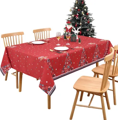Produktbild von Weihnachts-Tischdecke 229 x 137 cm – Wasserabweisende Tischdecke aus Polyester – Festliche Tischdekoration für Esstisch & Weihnachten