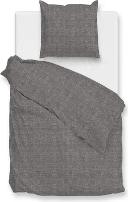 Produktbild von ZO!Home Flanella di Lino Bettwäsche 155 Dark Grey Bettwäsche 1 x Bettbezug 155x220 + 1 x Kopfkissenbezug 80x80 Dark-Grey Uni grau