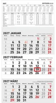 Immagine prodotto di Calendario trimestrale piccolo, anno 2027