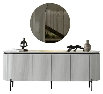 Produktbild von Zeitlos Esstisch mit 2x Stühle Bequem Hocker Kommode mit Spiegel Essgruppe