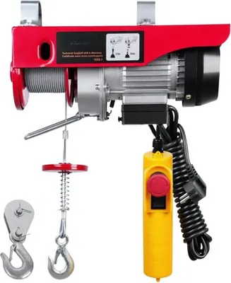 Image de Treuil électrique PRO – 125–250 kg – Avec télécommande filaire – Élingue câblée – Garage et atelier – Hauteur de levage 12 m