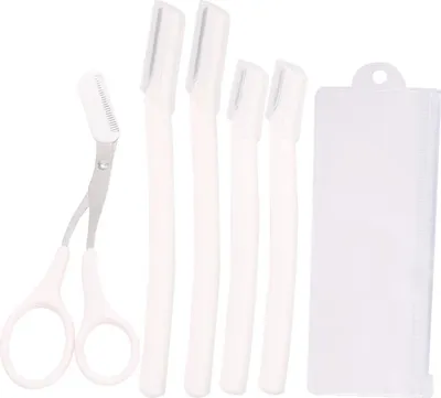 Produktbild von INF Augenbrauenrasierer Set: Edelstahl Microguard Rasierer & Schere, 5-teilig