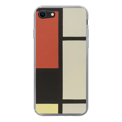 Produktbild von MuchoWow® Handyhülle Schutzhülle Hülle für iPhone SE 2020 Komposition mit rotem Quadrat, schwarz, blau - Piet Mondrian Silikon Softcase Handy Hülle - Kartenbesitzer