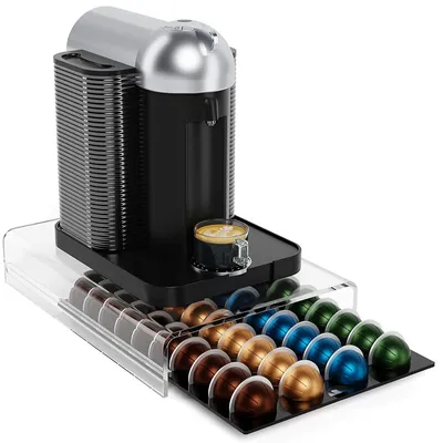 Produktbild von Acryl Kaffeekapselhalter – kompatibel mit Nespresso, stilvolle und platzsparende Aufbewahrung für drei Kapseltypen, ideal für Kaffeeliebhaber