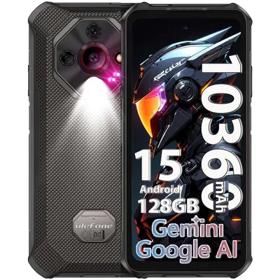 Produktbild von Ulefone Armor X16 Outdoor Handy - 12GB + 128GB - 10360mAh 6.56" 48MP+20MP mit Flashlight, IP68 Outdoor Smartphone Android 15 NFC- Schwarz