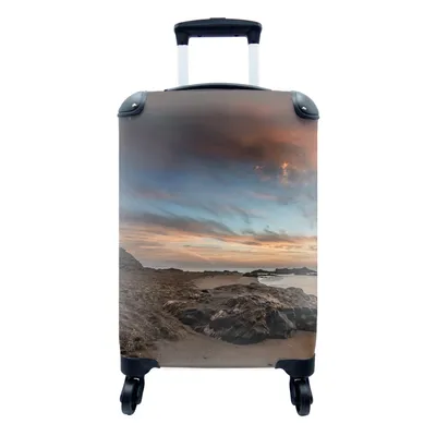 Produktbild von MuchoWow® Koffer Handgepäck Trolley Rollkoffer Kleine Reisekoffer mit 4 Rollen - Strand - Steine - Abend - Himmel - Natur - Cabin Size < 55x40x23 cm & 55x40x20 cm - Fotokoffer - Kabinenkoffer - Boardgepäck - Reise-Box - Reisekoffer - Reisegepäck - Koffer mit Bild - Trolley für Kinder