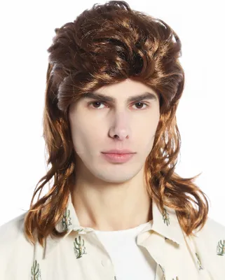 Produktbild von WIG ME UP Perücke Vokuhila 80er Jahre Proll braun toupiert wellig 210162-P6