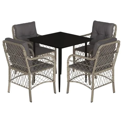 Image de vidaXL Salon de jardin 5 pièces avec coussins gris clair Poly rotin