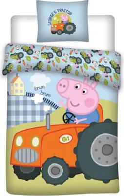 Productafbeelding van Peppa Pig Dekbedovertrek Tractor Glow in the Dark 100 x 135 Cm Katoen
