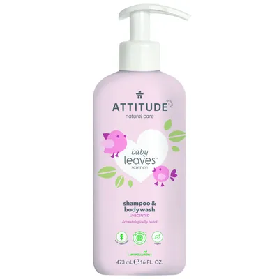 Produktbild von Attitude Baby Leaves 2-in-1-Shampoo-Körperwaschmittel – parfümfrei