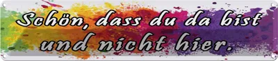 Produktbild von vianmo Blechschild 10x46 cm schön dass du da bist nicht hier Spruch Zitat