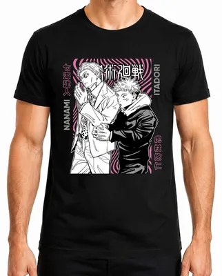 Imagen del producto de Camiseta para hombre, estilo retro, con diseño de Jujutsu Kaisen, Nanami Itadori, anime, estética, regalo, manga. Color: negro. Talla: M