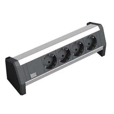 Produktbild von BACHMANN DESK 4x Schutzkontakt mit fest verbundenem Anschlusskabel, schwarz, 3 m