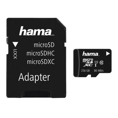 Produktbild von Hama microSDXC 256GB Class 10 UHS-I 80MB\s + Adapter\Mobile