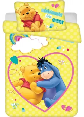 Imagen del producto de Juego de sábanas de algodón con estampado de Winnie the Pooh para cuna infantil - 100 x 135 cm + 40 x 60 cm