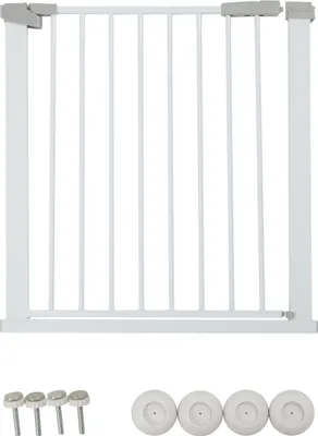Produktbild von Zayno® Türschutzgitter Breite 76 bis 83 cm in Weiß inkl. Türrahmenschonern | Kindersicherung und Haustierschutz selbstschließend