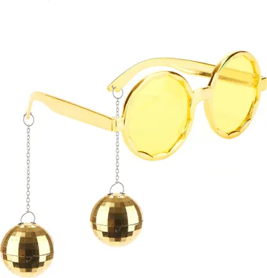 Produktbild von 70er Spaßbrille mit Discokugeln gold - Einheitsgröße