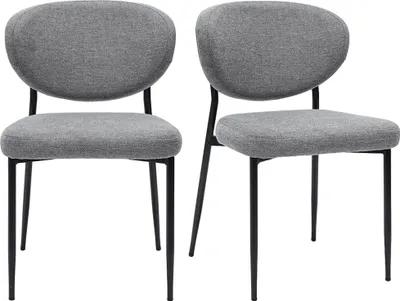 Produktbild von Miliboo - Stühle aus grauem samtartigem strukturiertem Stoff und schwarzem Metall (2er-Set) BREKA