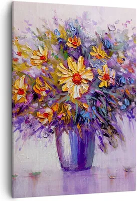 Produktbild von Bild auf Leinwand - Leinwandbild - Einteilig - Blumen Vase - 50x70cm - Wand Bild - Wanddeko - Wandbilder - Leinwanddruck - Kunstdruck - Wanddekoration - Leinwand bilder - Wandbild - PA50x70-4112