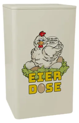 Produktbild von Comic-Huhn Dose 900ml für Eier mit lustigem Spruch