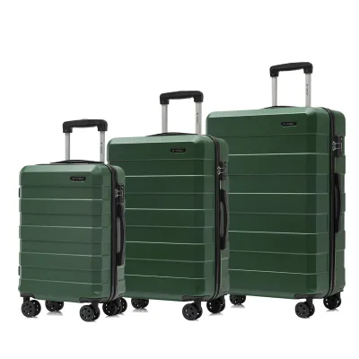 Produktbild von yonsly Premium Reisekoffer TSA-Schloss,YKK-Reißverschluss Hartschalen-Koffer Kabinenkoffer Rollkoffer Suitcase Handgepäck (Dunkelgrün, L-XL-Set)