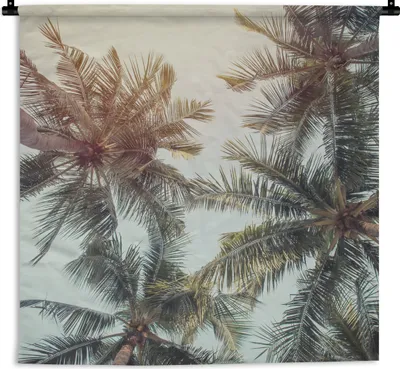 Produktbild von MuchoWow® Wandteppich Wandbehang Palme - Sommer - Tropisch 60x60 cm Tapisserie Dekoration Wandtuch - Dekorationen - Wand Decke