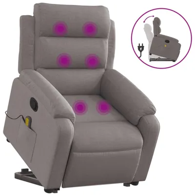 Image de Fauteuil de massage avec releveur Taupe Tissu