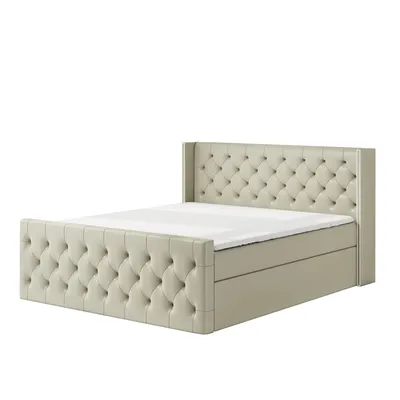 Produktbild von Boxspringbett GRO 140x200 mit 2 Bettkästen, Bonell-Matratze und Topper. Farbe: Beige