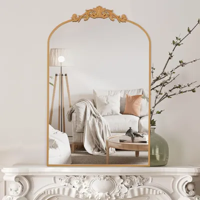 Immagine prodotto di Specchio da parete, 117x56 cm, color oro, con decorazioni vintage