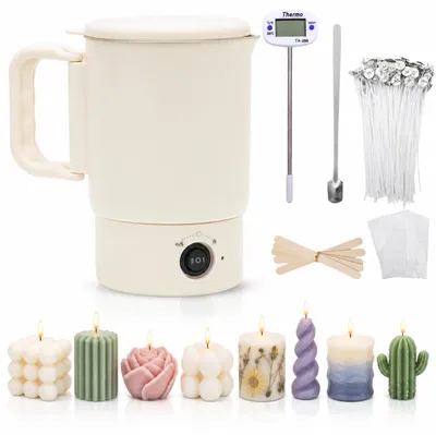 Elektrischer Wachsschmelzer 800 ml, Kerzen-Set mit Zubehör