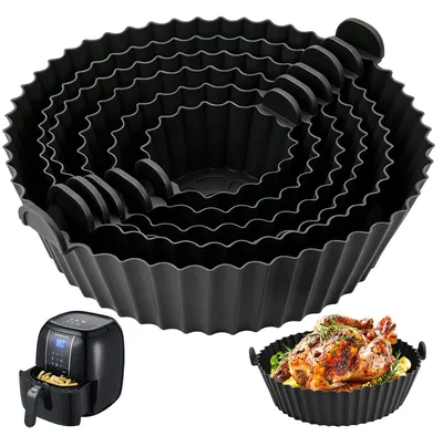 Silikonformen für Airfryer, 6er Set, 20–8 cm, schwarz