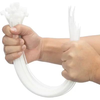 Zdjęcie produktu dla Opaski kablowe, białe, 400 mm x 9 mm, 100 sztuk, wytrzymałość na rozciąganie 80 kg, odporne na promieniowanie UV