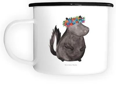 Produktbild von Mr. & Mrs. Panda Pott Stinktier Mädchen - Weiß - Geschenk, Raubtier, Stinker, Teetasse, Emaille Tasse, Campingbecher, Große, Wildtier, Haferl, Yoga, Namaste