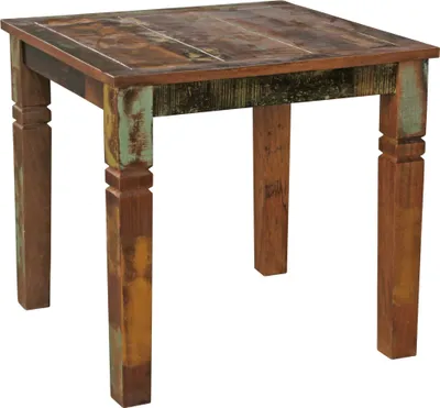 Produktbild von Esszimmertisch KALKUTTA 80 x 80 x 76 cm Mango Shabby Chic Massiv-Holz | Design Landhaus Esstisch Bootsholz | Tisch für Esszimmer rechteckig | Küchentisch 4  Personen