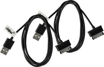 Produktbild von vhbw 2x USB-Kabel kompatibel mit Samsung Galaxy Note 10,1, GT-N8000, GT-N8010, 10.1 LTE, GT-N8020 Tablet - Datenkabel 2in1 Ladekabel, 9,7cm Schwarz