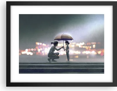 Produktbild von Gerahmtes Poster - Schwarzer Rahmen - Manga Regenschirm Hilfe - 40x30 cm - Wand Bild - Wanddeko - Wandbilder - Kunstposter - Wandposter - Bilderrahmen - Bilder - Kunstdruck - P2BAA40x30-4741